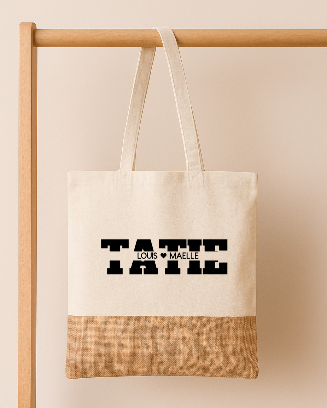 Tote bag coton en jute personnalisé prénom