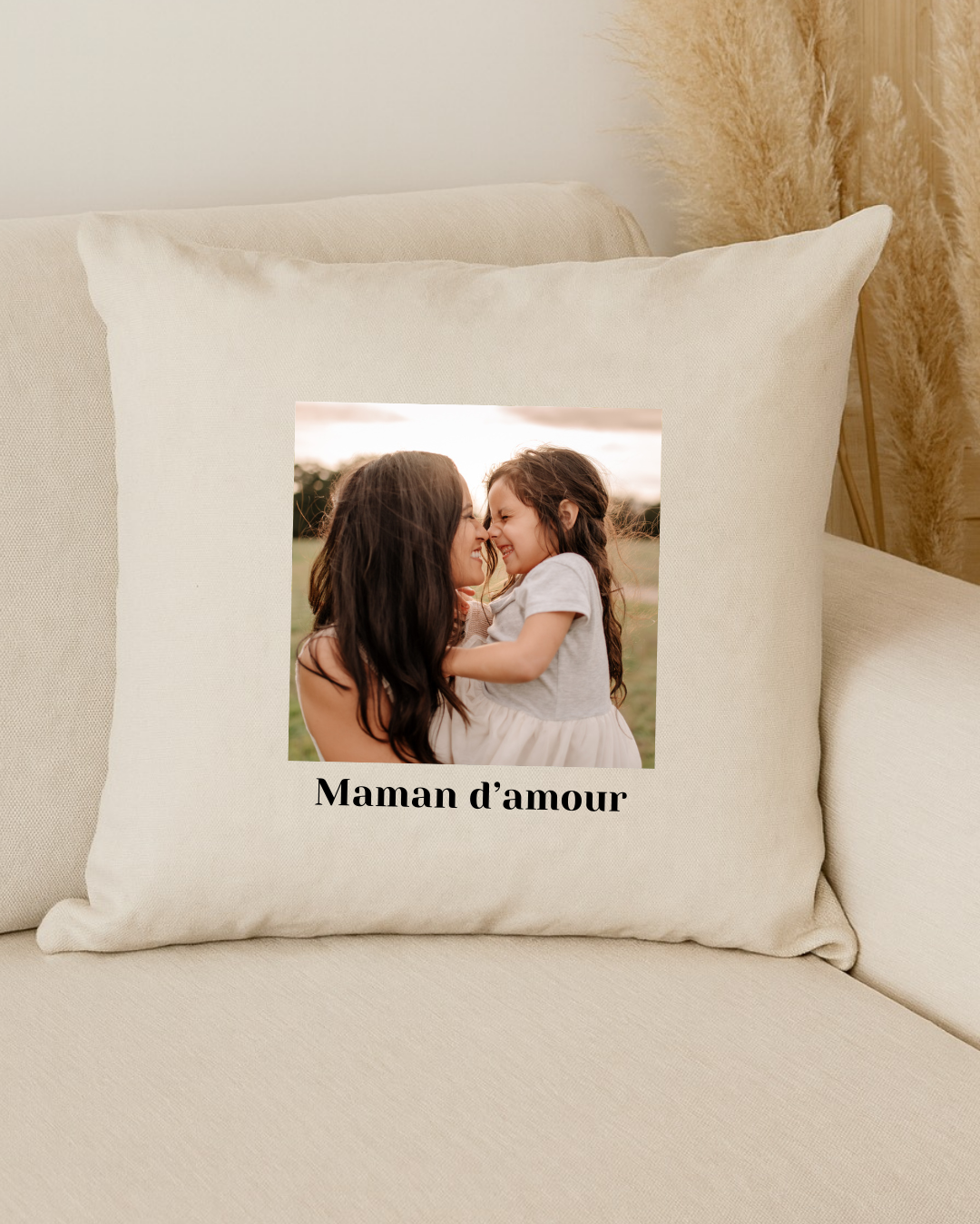 Coussin personnalisé avec photo et message
