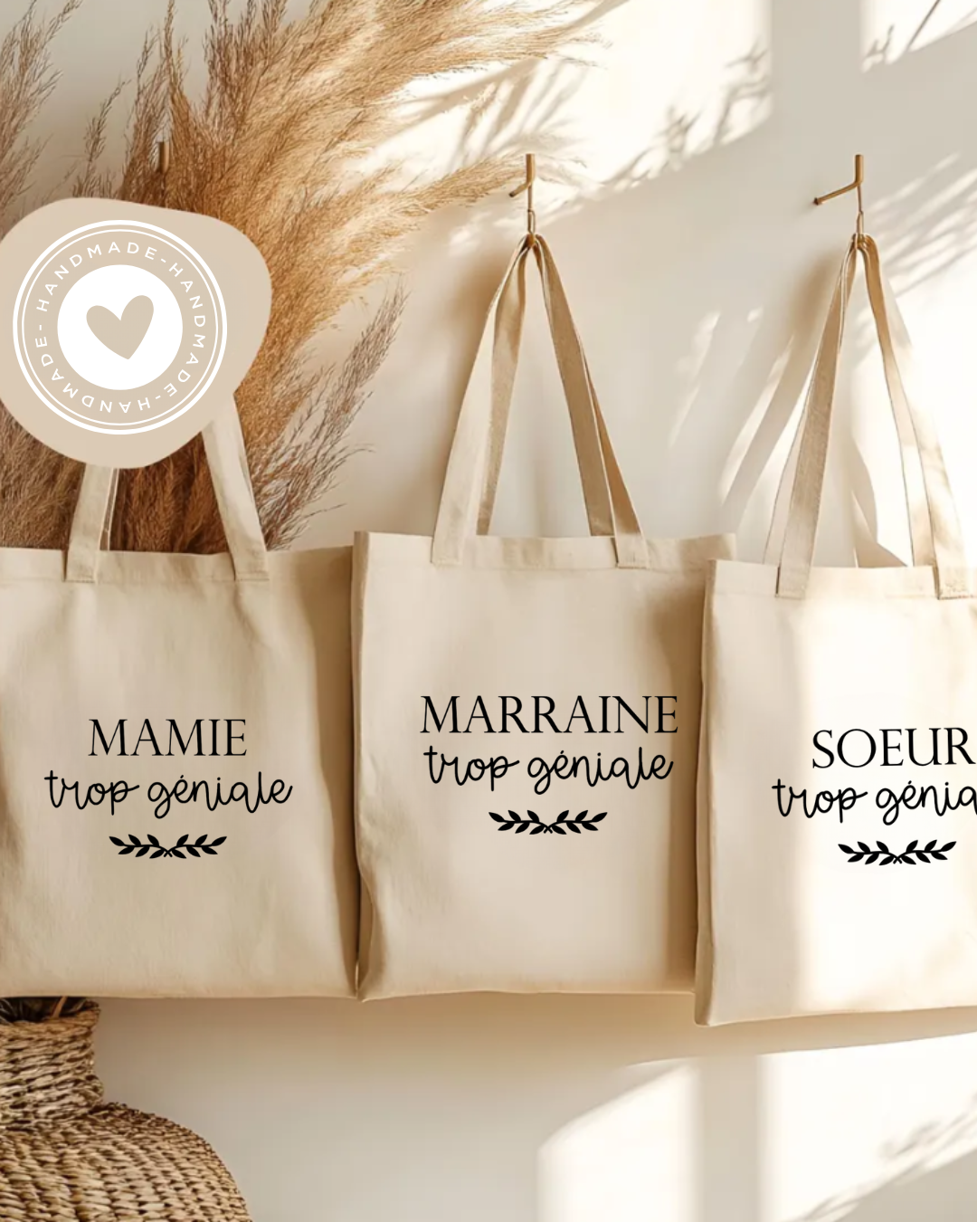 Tote bag en coton personnalisé avec nom + trop géniale