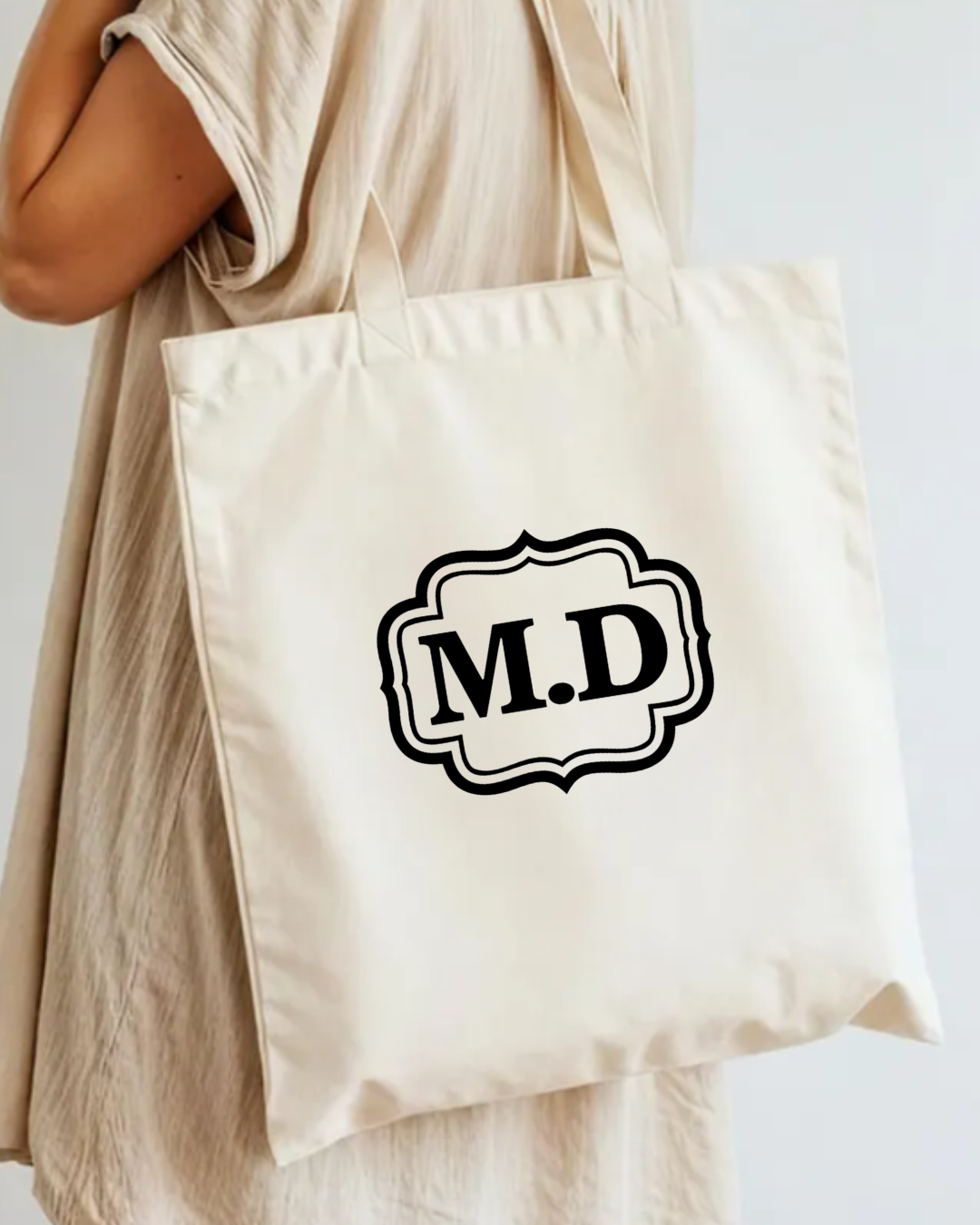 Tote bag en coton personnalisé initiales