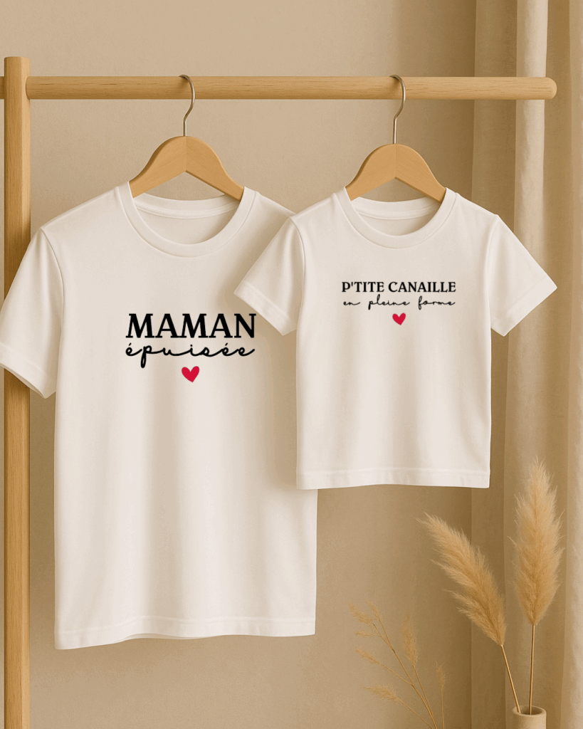Coffret textile personnalisé t-shirt adulte et t-shirt enfant