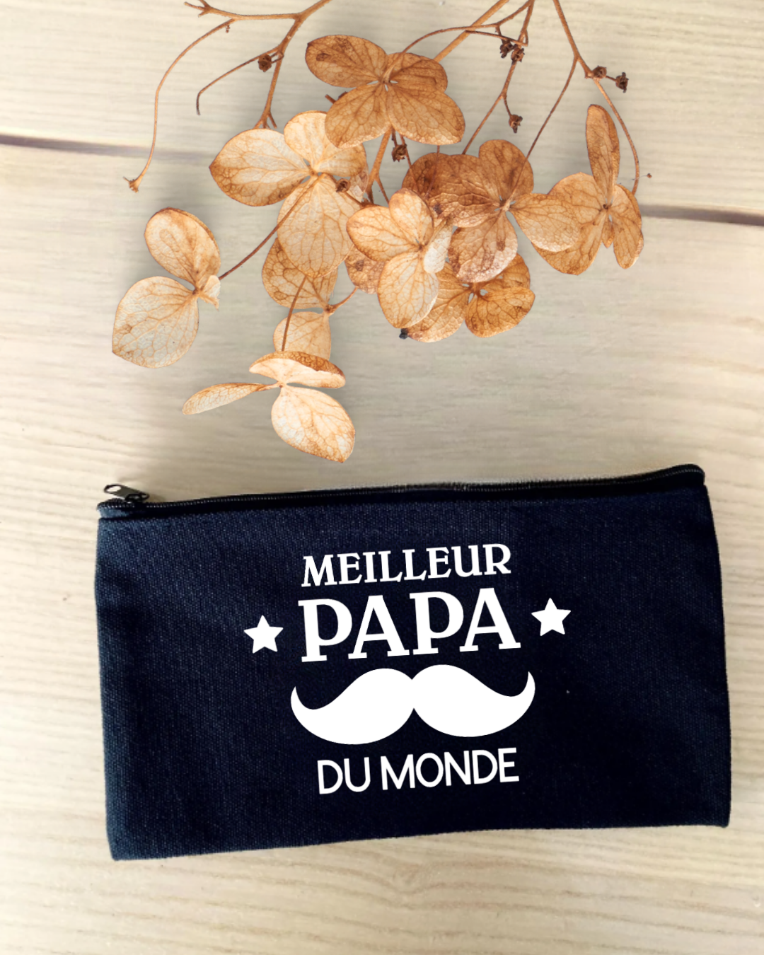 Pochette plate en coton , meilleur papa du monde , texte modifiable