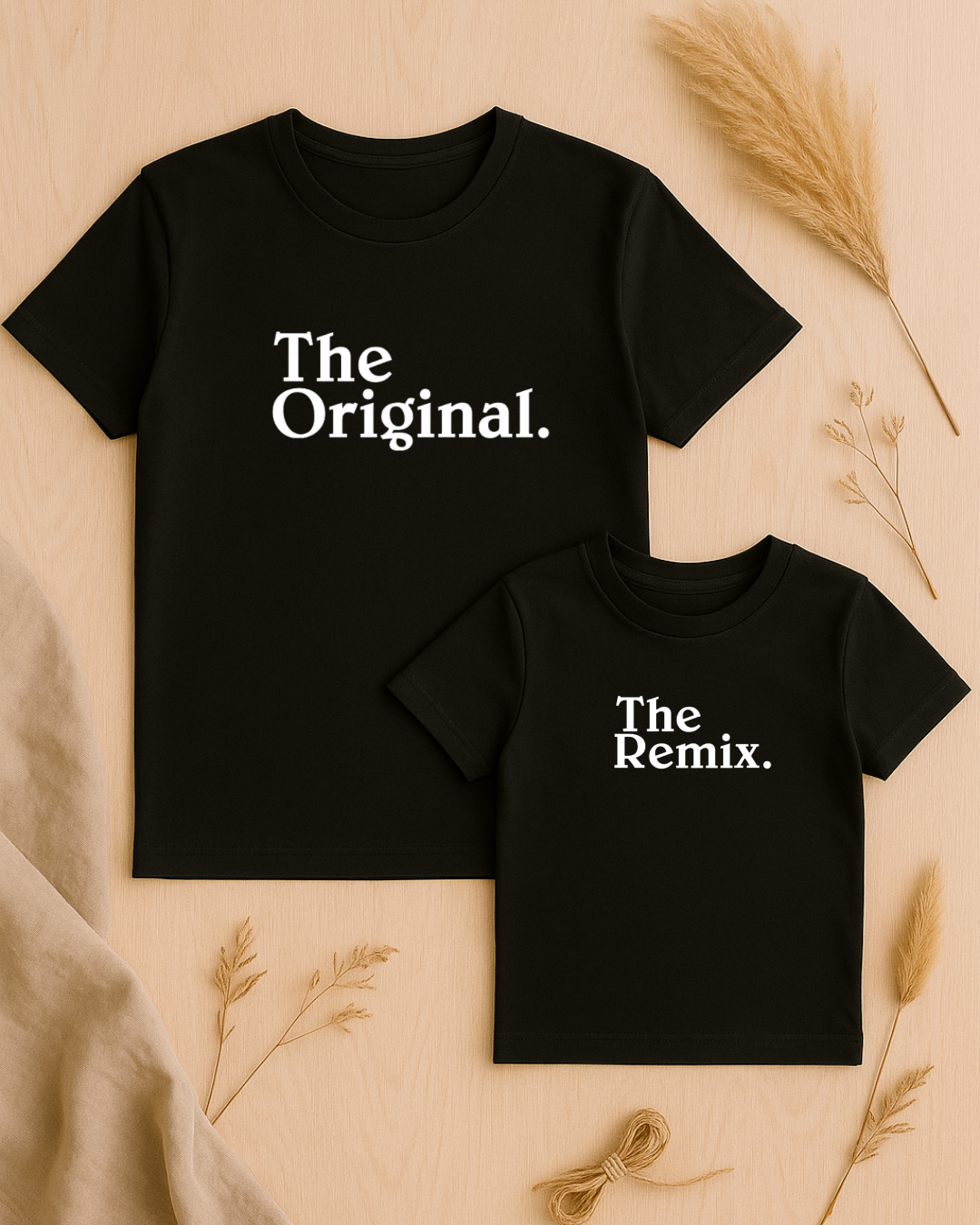 Coffret textile personnalisé t-shirt adulte et t-shirt enfant