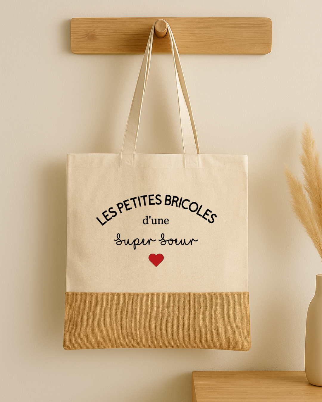 Tote bag en coton et jute personnalisé les petites bricoles de