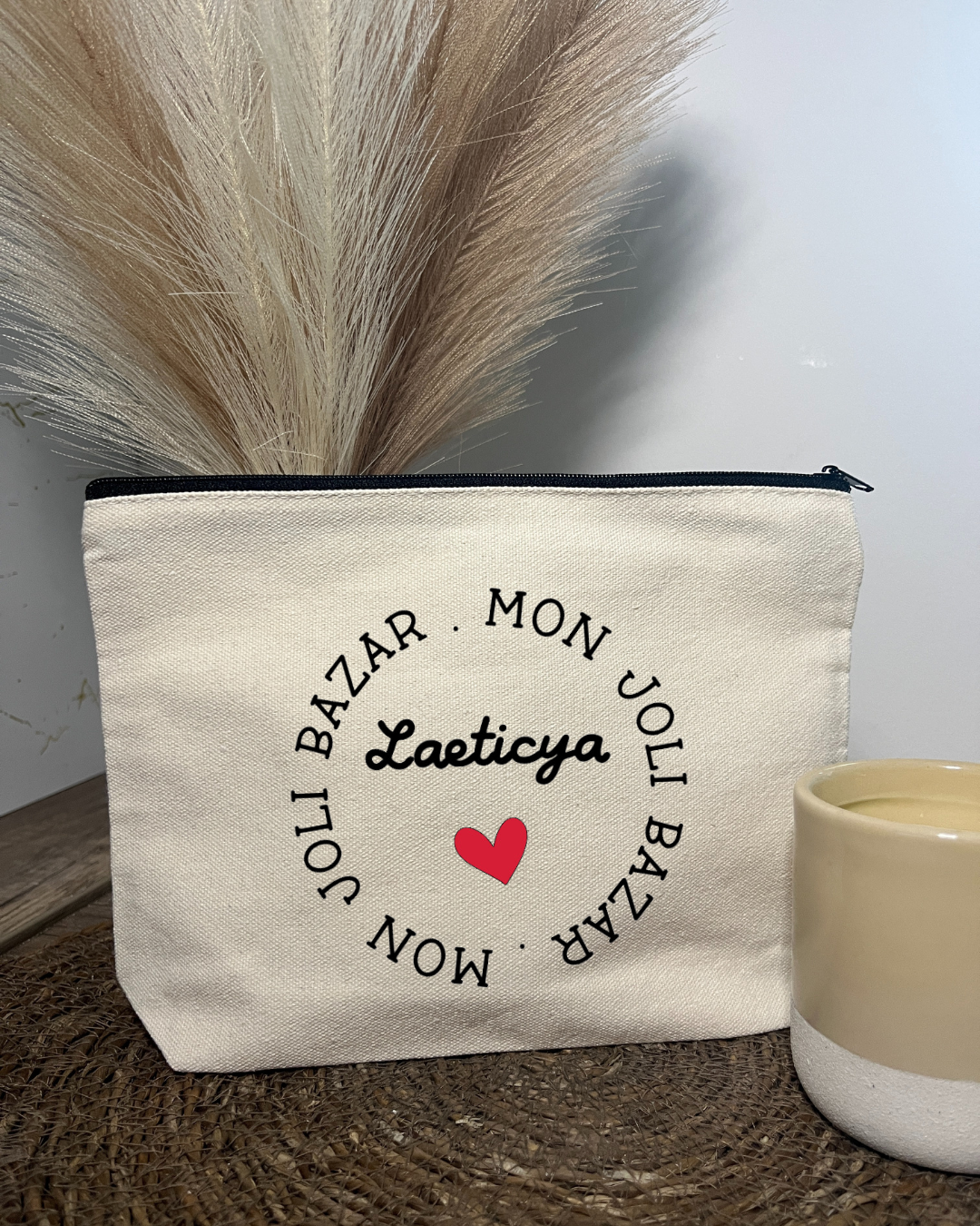 pochette en coton personnalisée mon joli bazar + prénom