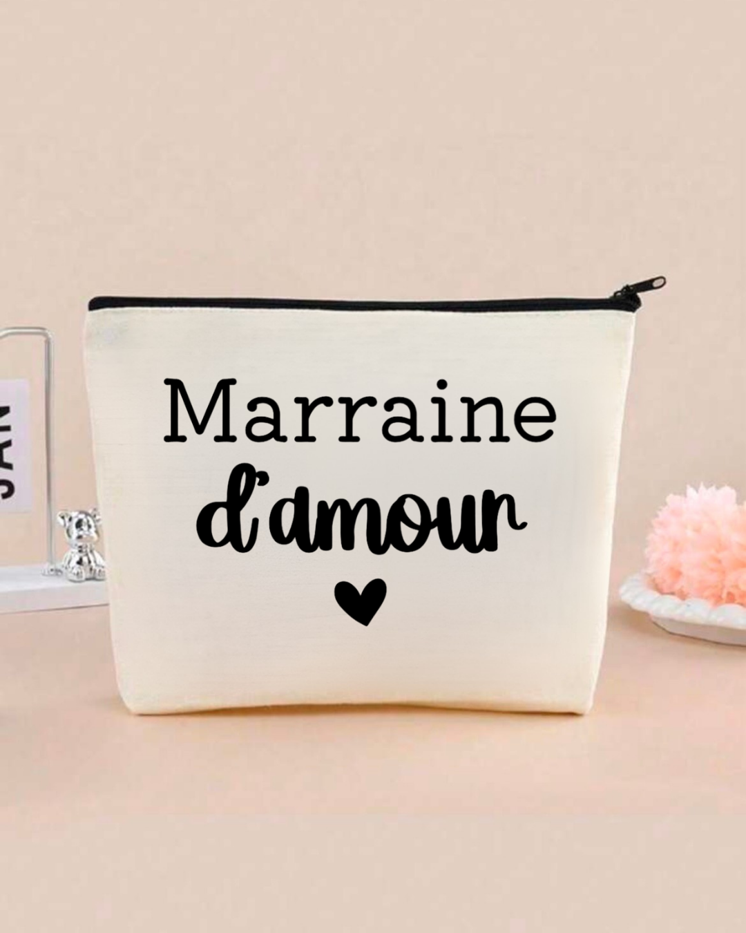 pochette coton, marraine d'amour, texte modifiable