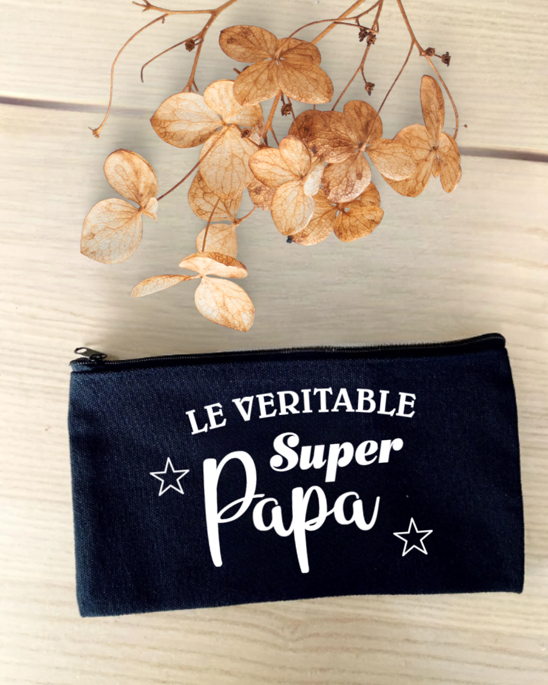 pochette plate coton, le véritable super papa, texte modifiable