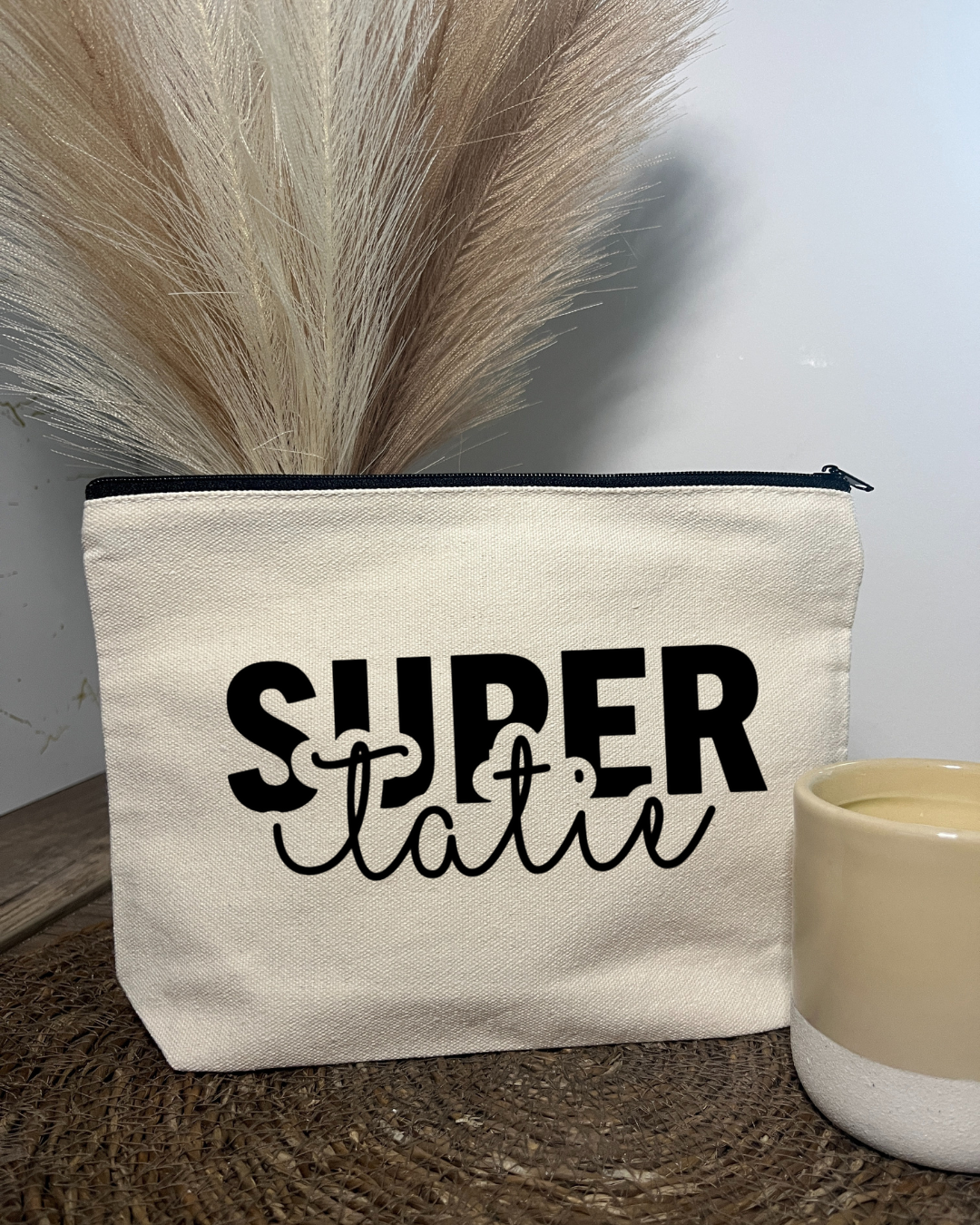 pochette en coton, super tatie, texte modifiable