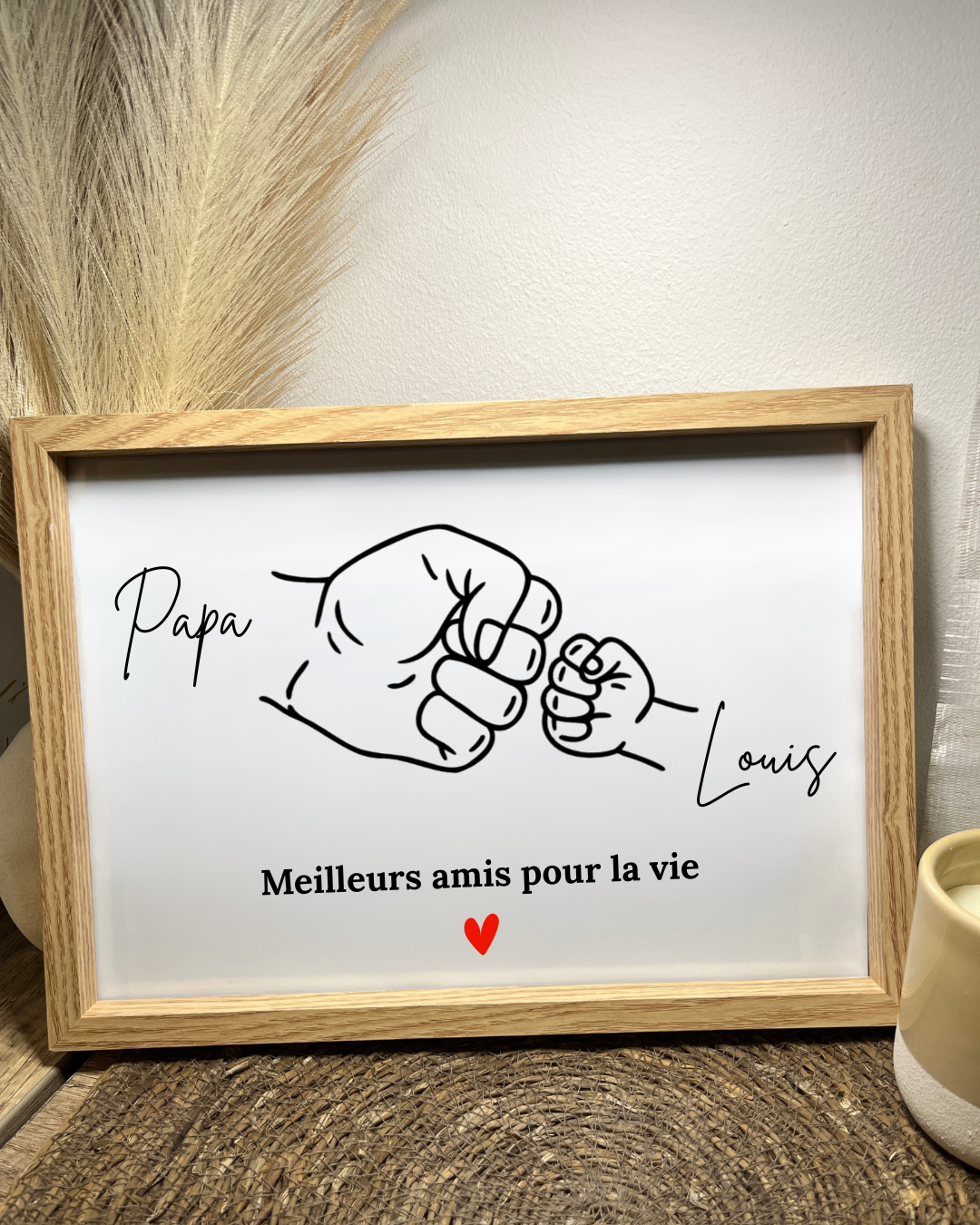 Cadre personnalisé mains + prénoms et message