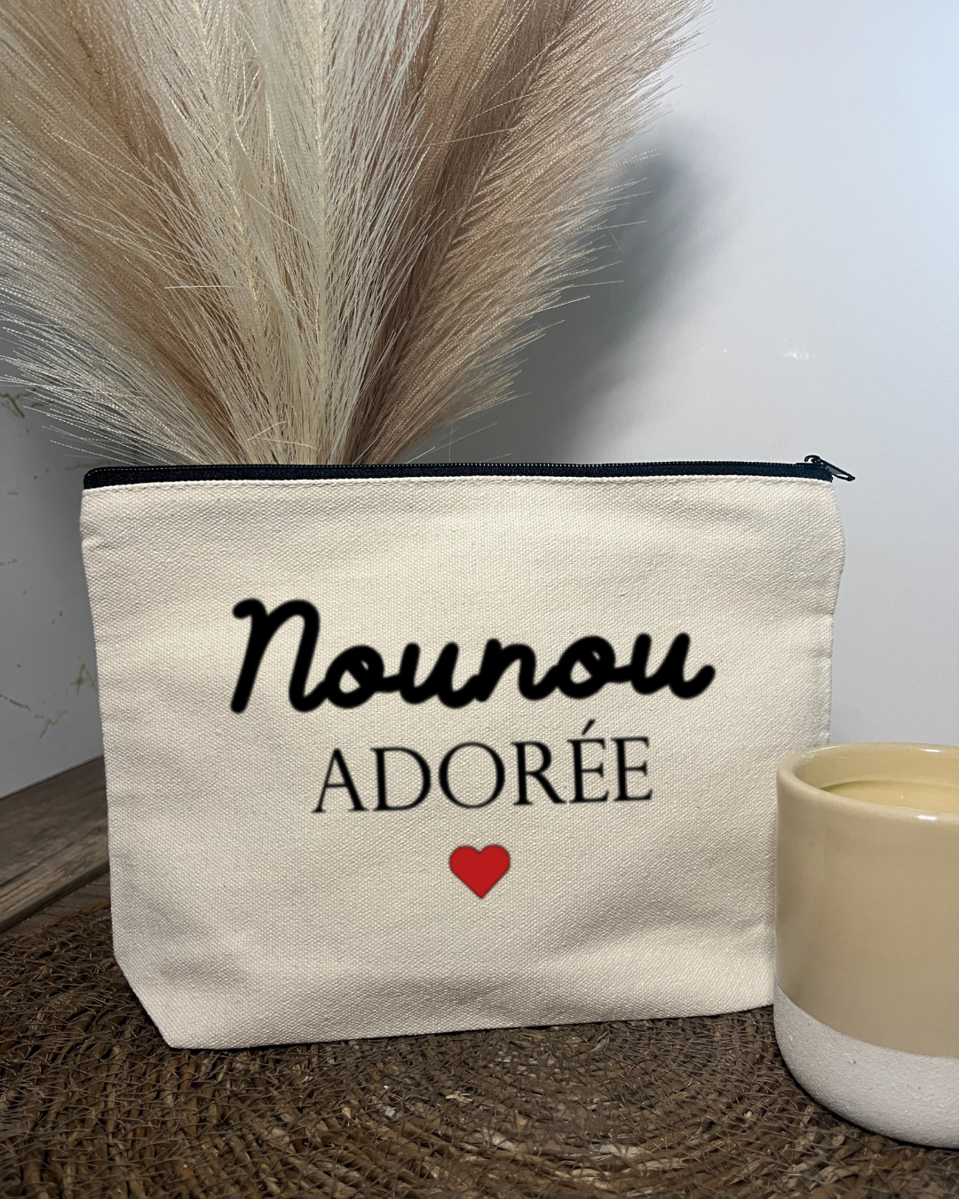 pochette en coton, nounou adorée , texte modifiable