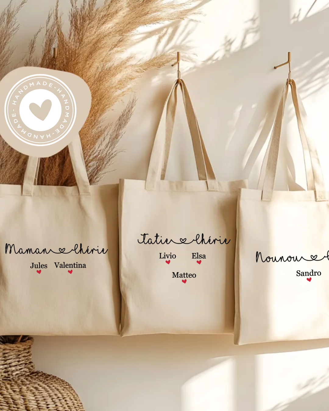 Tote bag en coton personnalisé prénoms