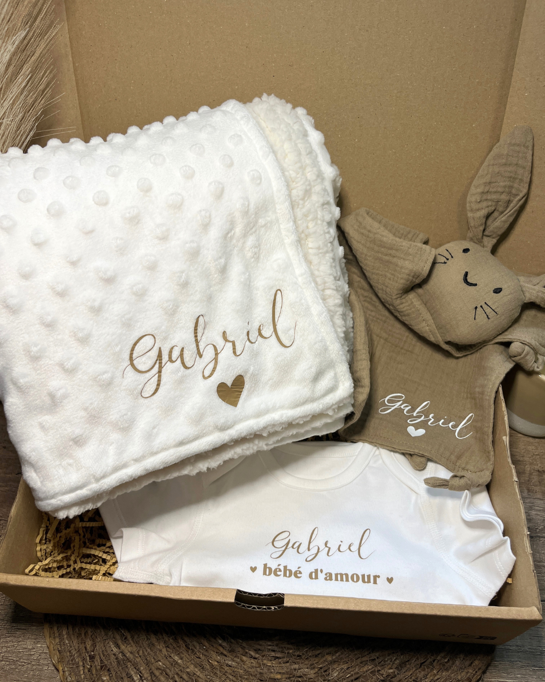 Coffret bébé 3 pièces prénom personnalisé