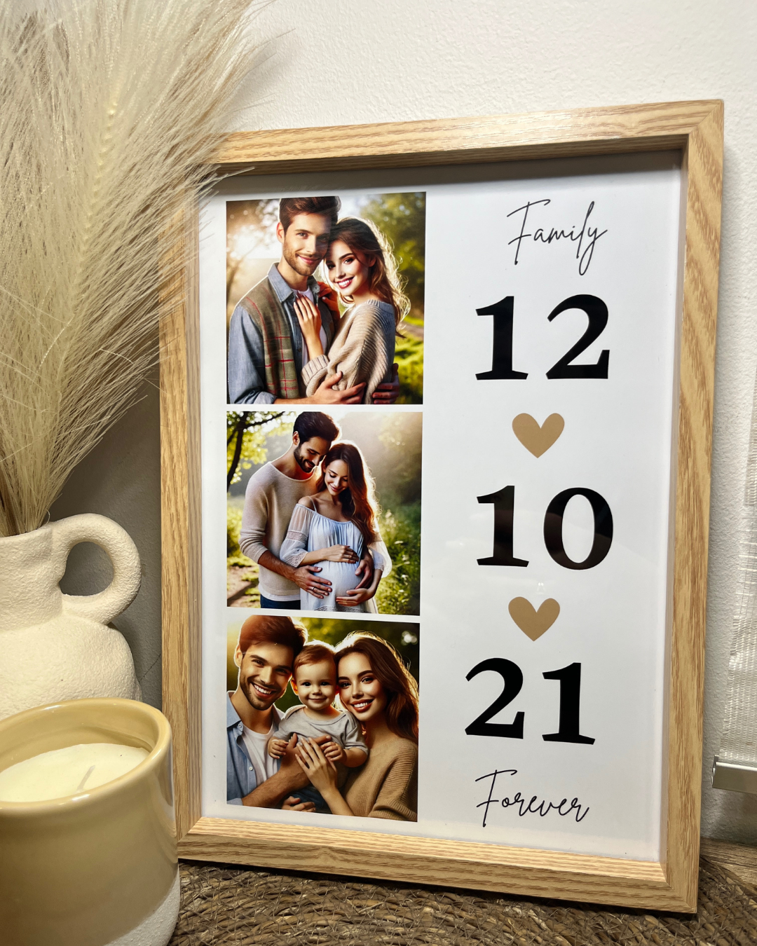 Cadre famille personnalisé avec date et photos