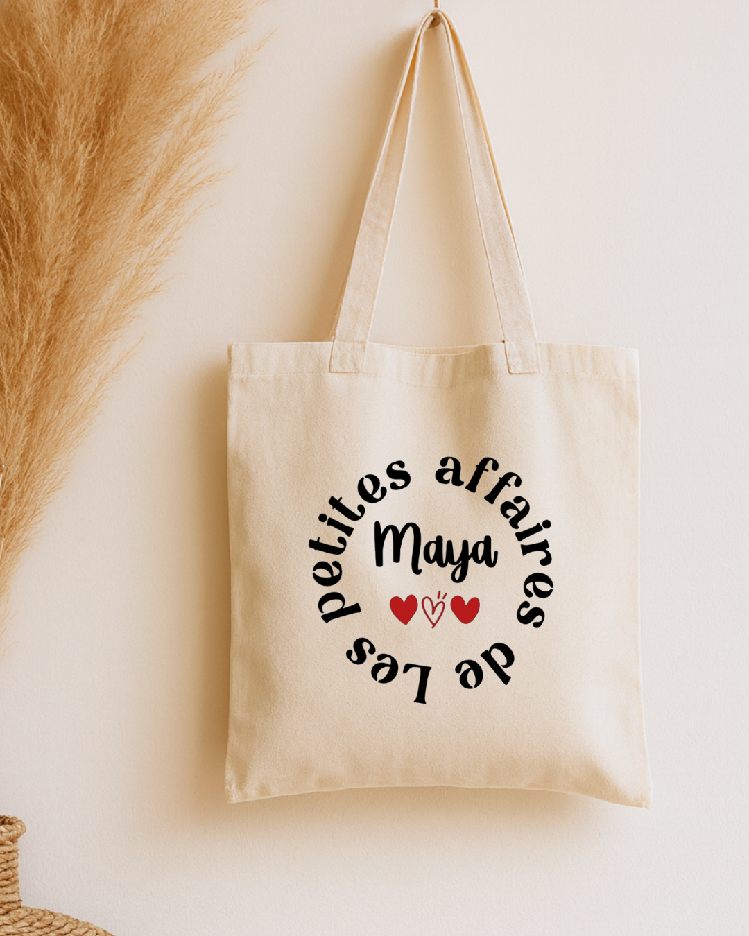 Tote bag en coton personnalisé les petite affaires de + prénom