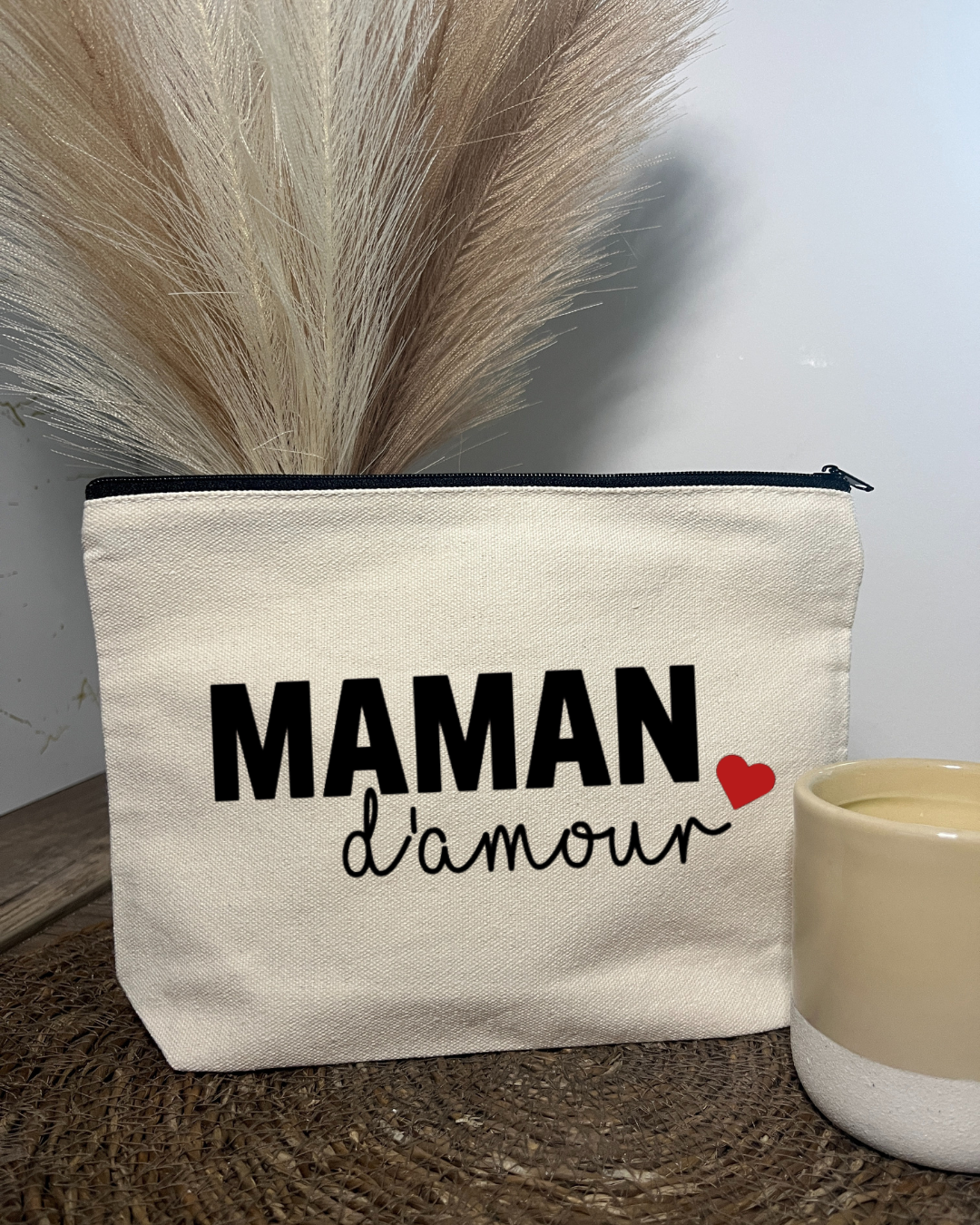 pochette en coton, maman d'amour, texte modifiable