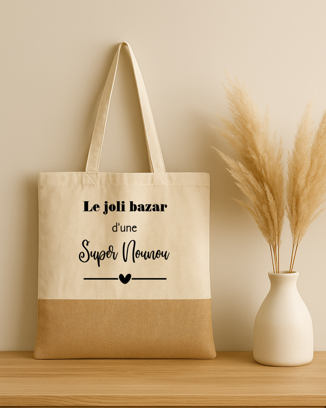 Tote bag en coton et jute personnalisé le joli bazar de
