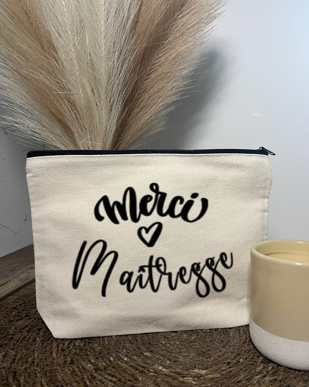 Pochette en coton avec message merci maitresse, texte modifiable