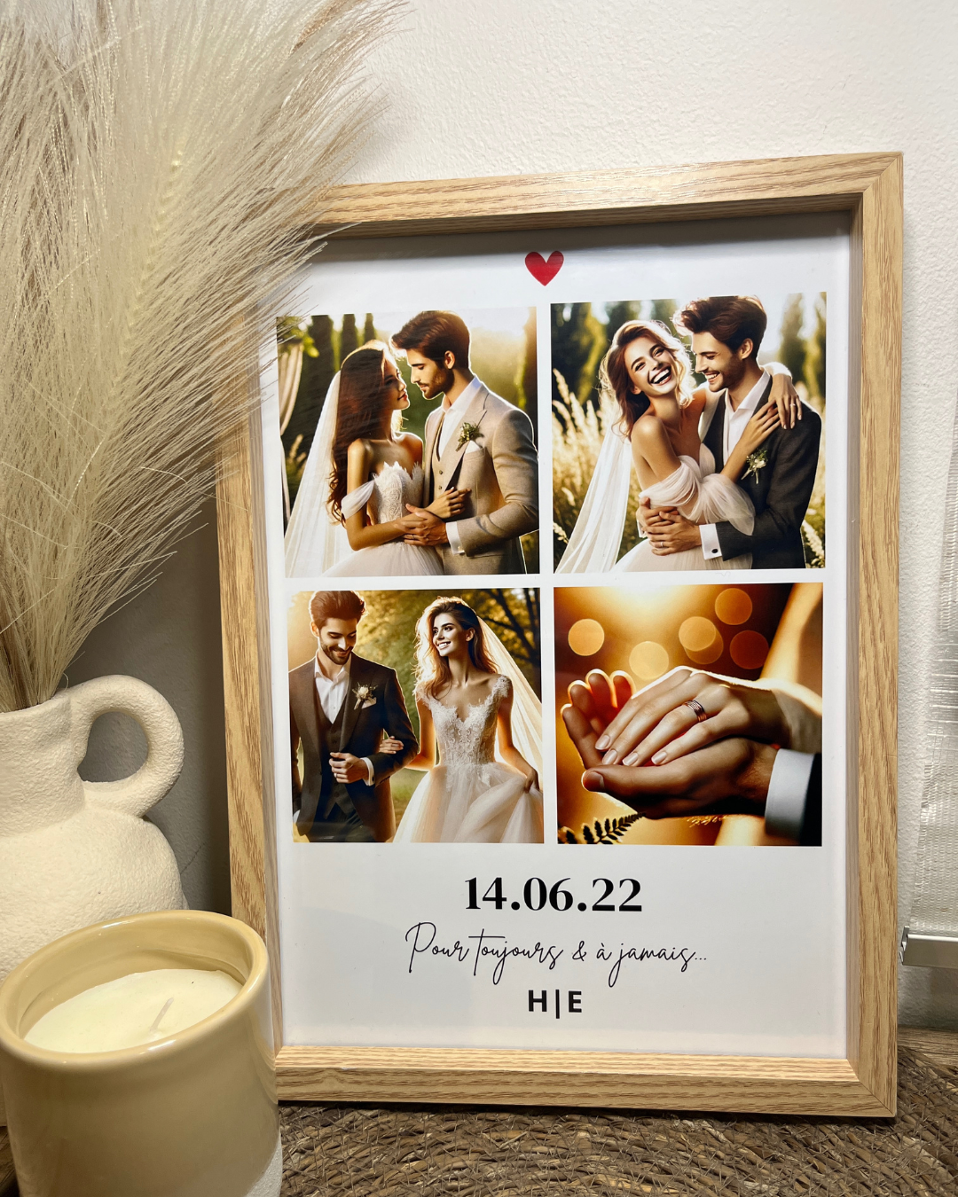 Cadre personnalisé couple avec date et photos