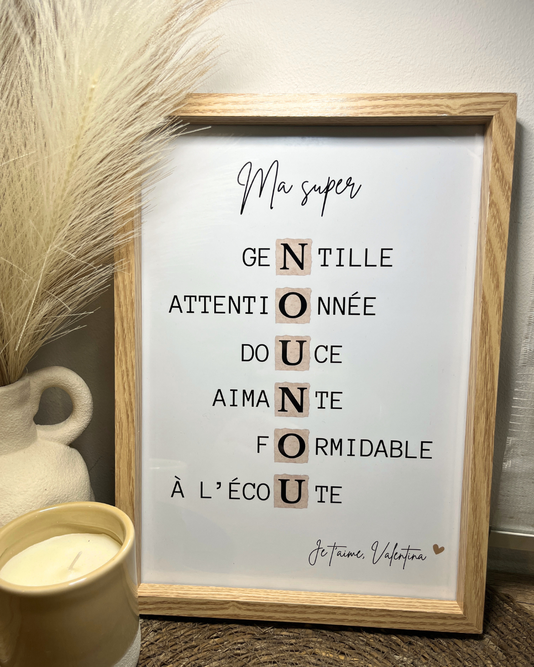 Cadre personnalisé avec mot scrabble avec définitions
