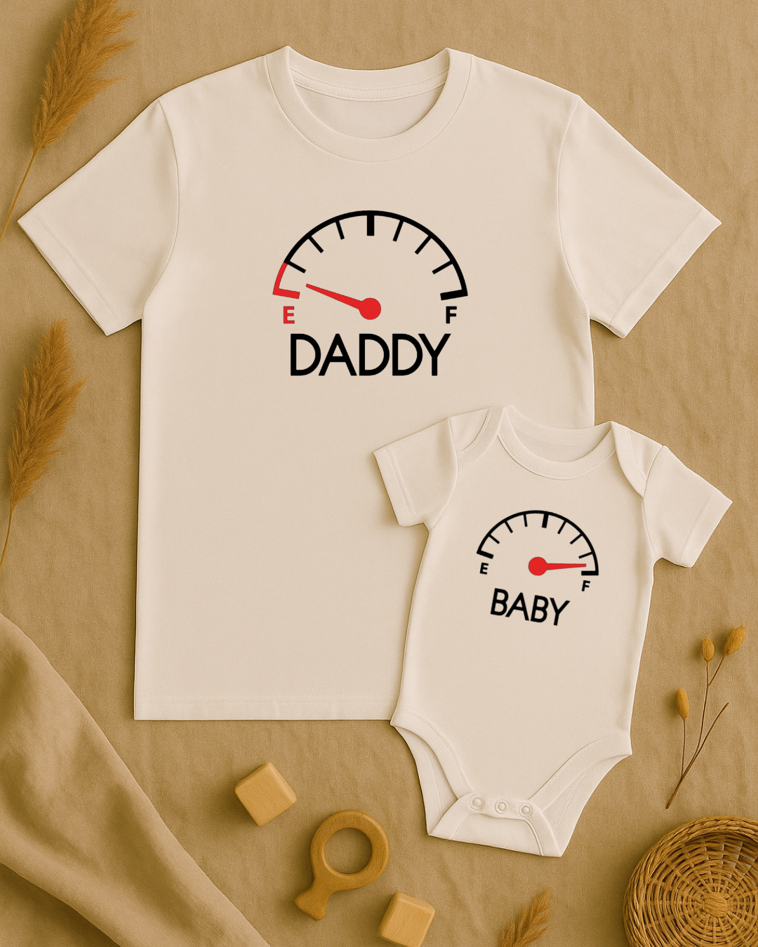 Coffret textile personnalisé t-shirt adulte + body bébé