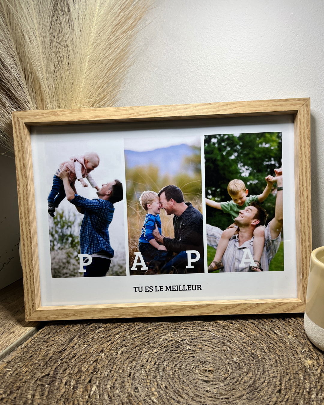 Cadre personnalisé avec 3 photos et message