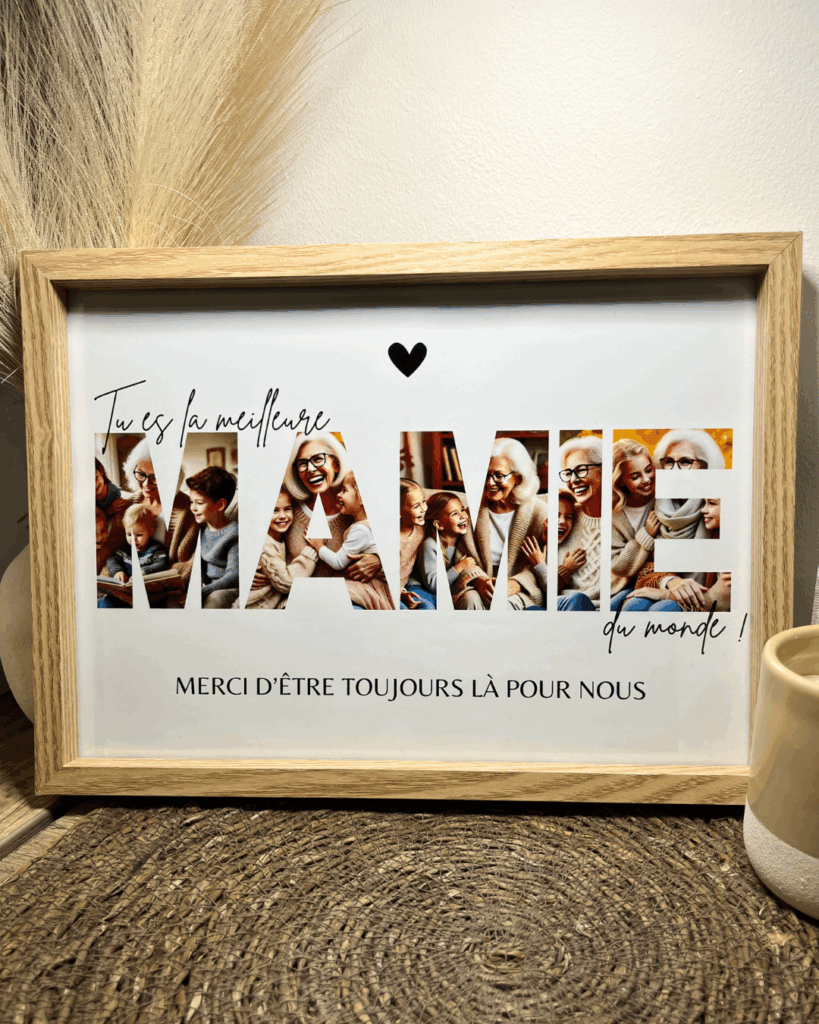 Cadre personnalisé mot en photo avec message