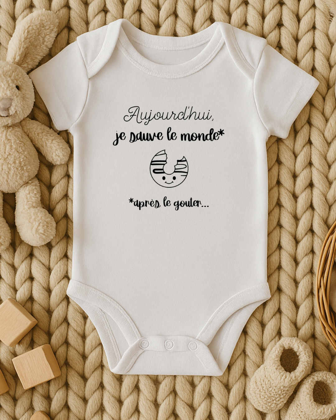 body bébé inscription : aujourd'hui je sauve le monde après le gouter