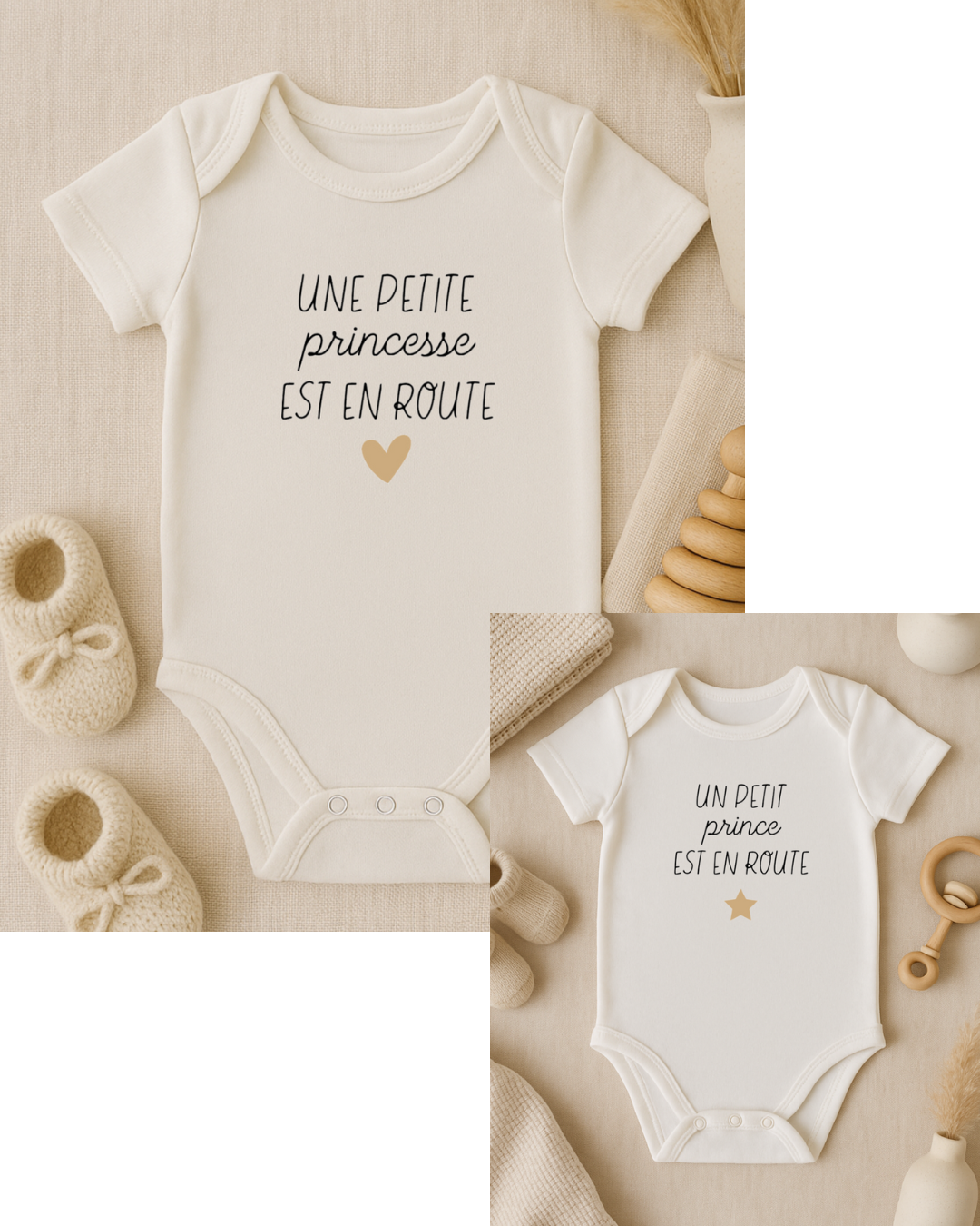 Body bébé inscription : une petite princesse est en route , disponible en version petit prince