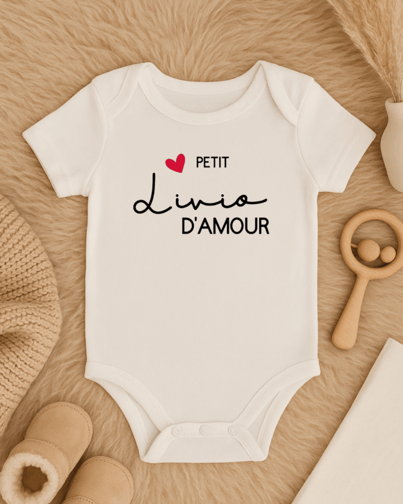 Body personnalisé , Petit Livio d'amour , prénom a choix