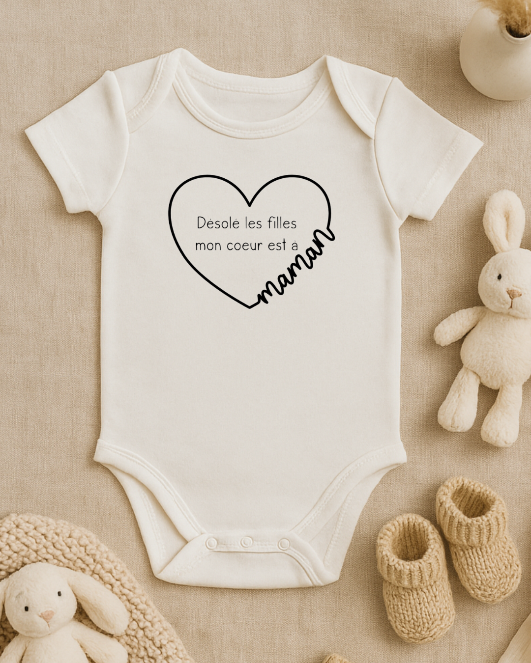 Body bébé inscription: désolé les filles mon coeur est à maman