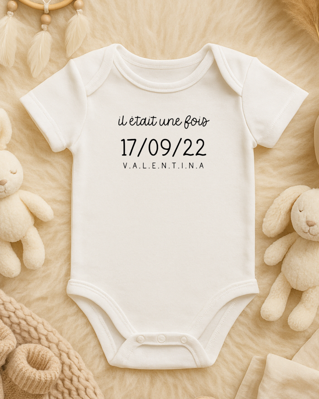 Body personnalisé, il était une fois , date + prénom