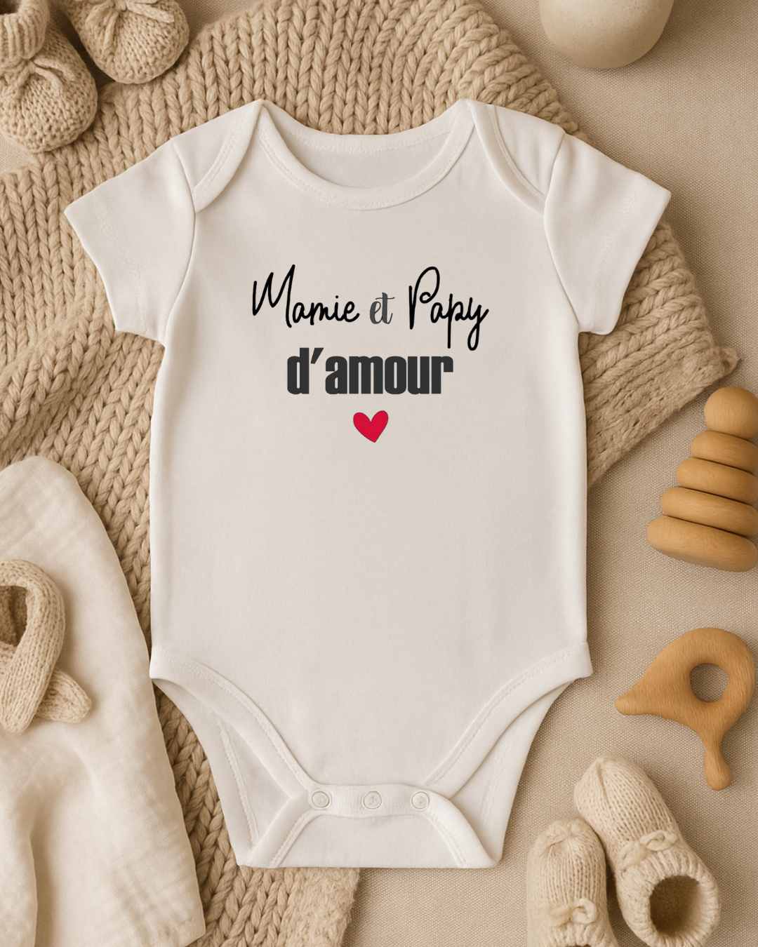 Body bébé inscription: mamie et papy d'amour, texte modifiable