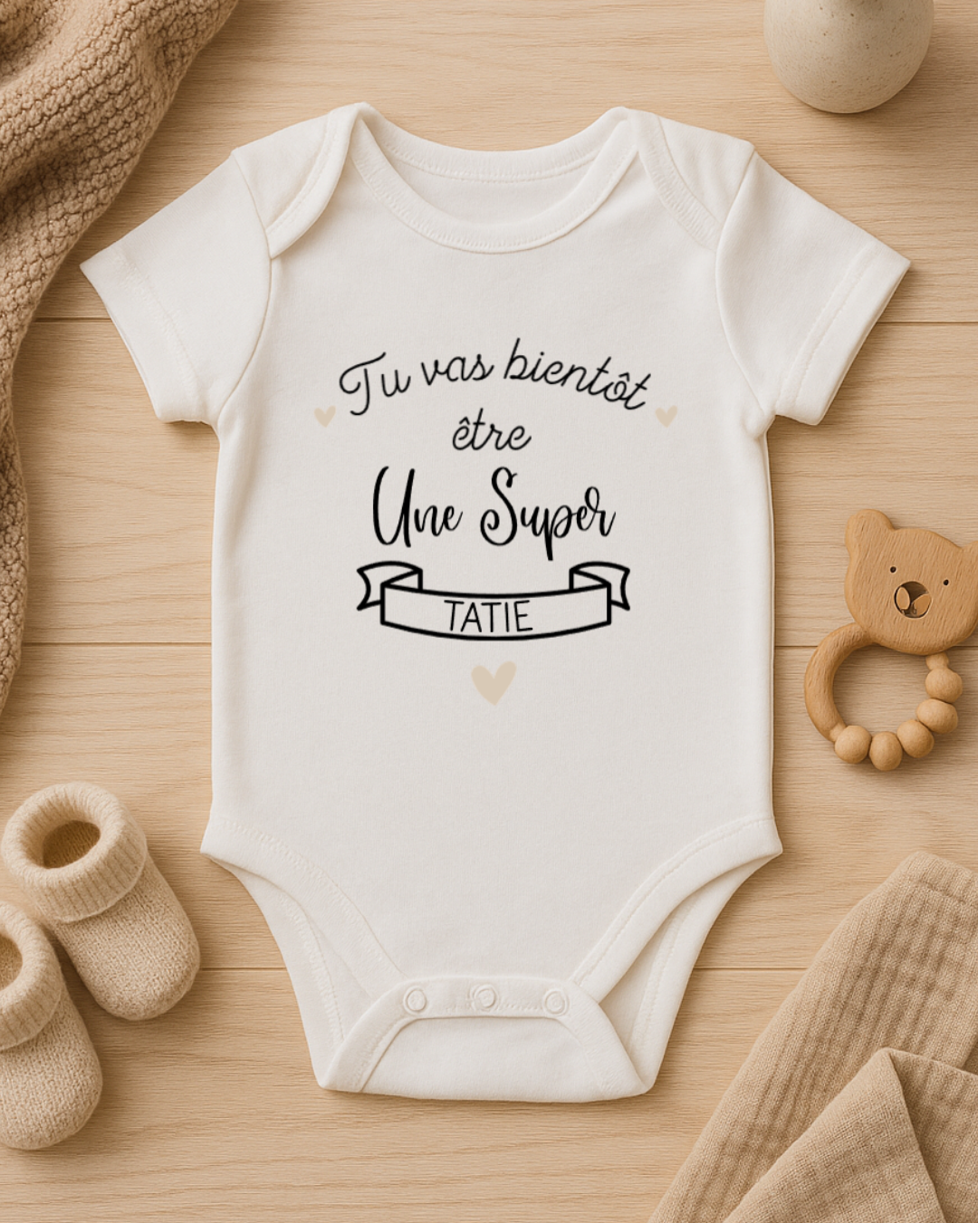 Body bébé inscription: Tu vas bientôt être une super tatie, texte modifiable