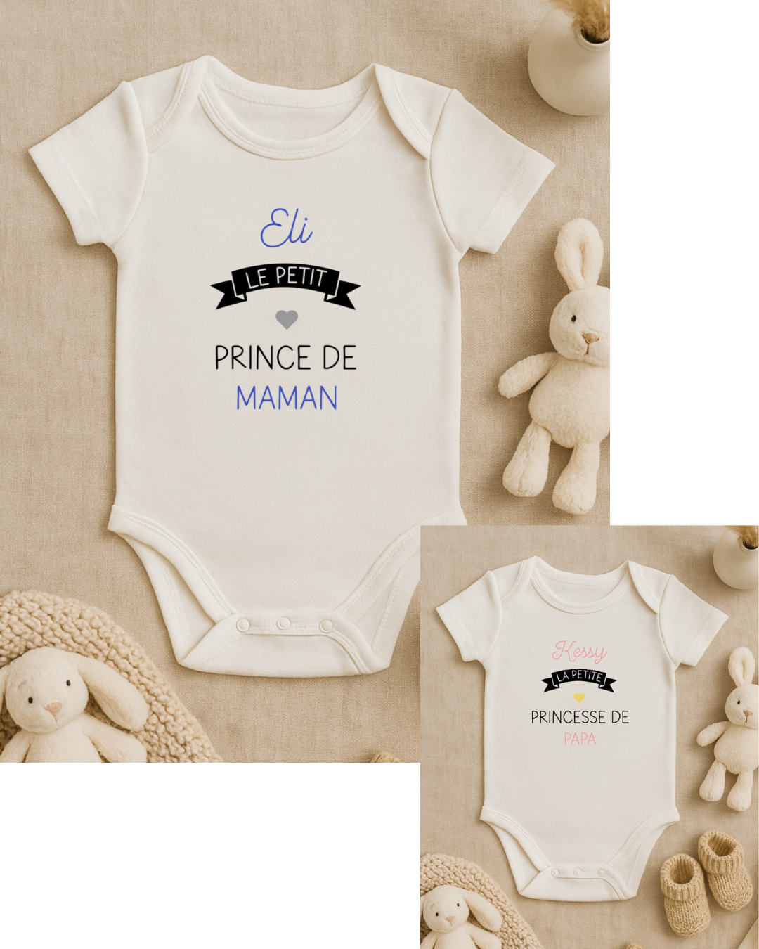 Body bébé personnalisé, petit prince ou petite princesse de maman , texte modifiable