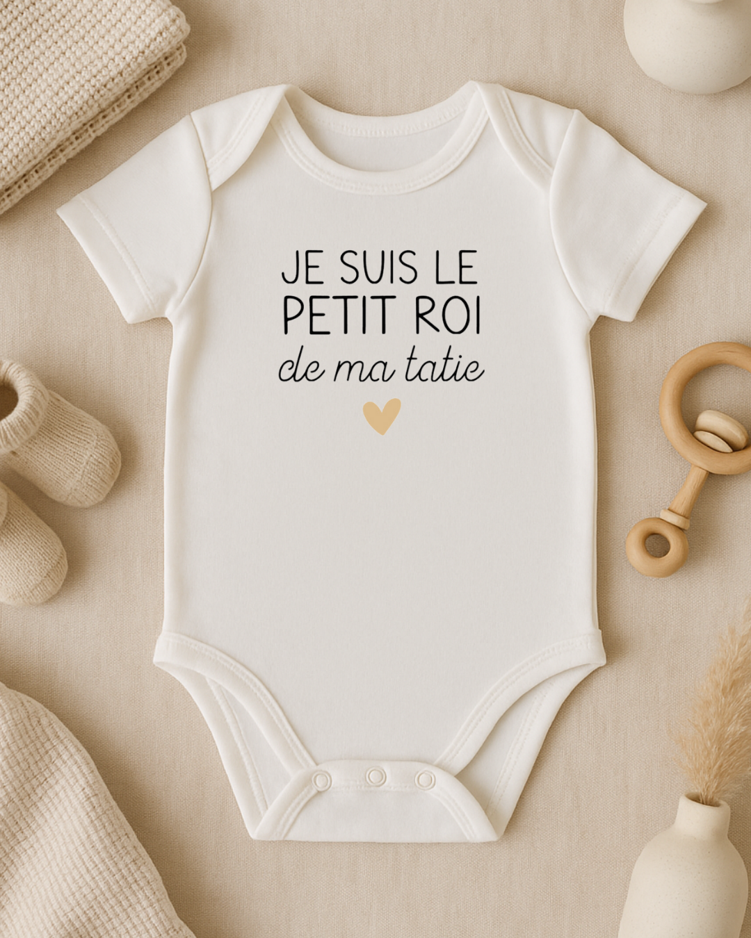 Body bébé inscription: je suis le roi de ma tatie, texte modifiable