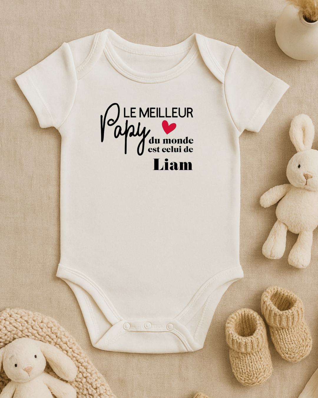 Body bébé personnalisé, le meilleur papy du monde est celui de + prénom