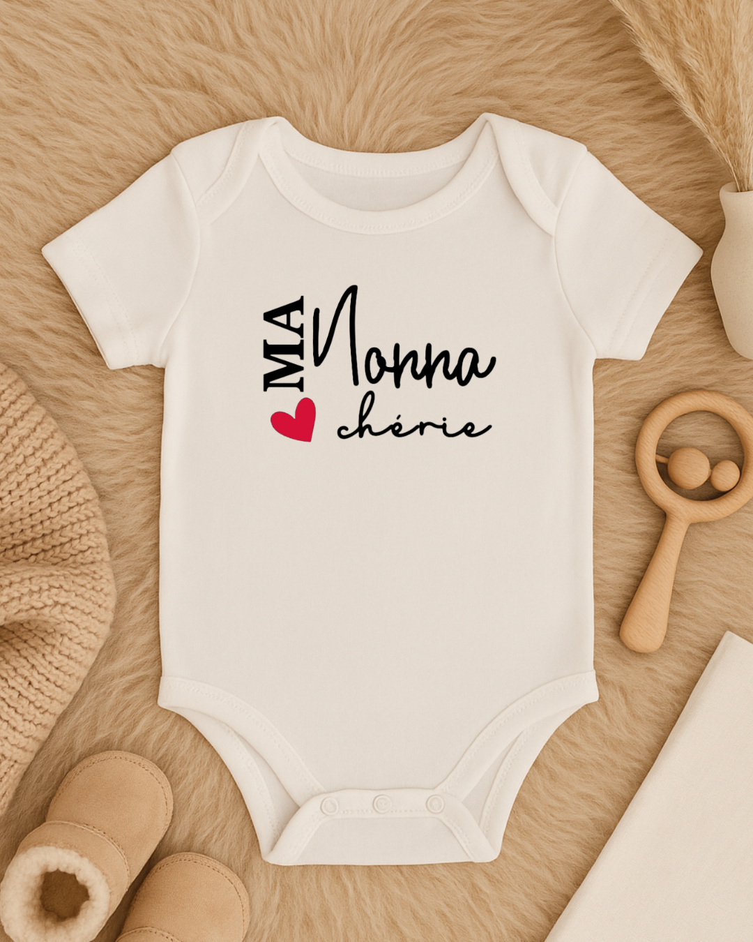 Body bébé inscription: ma nonna chérie, texte modifiable
