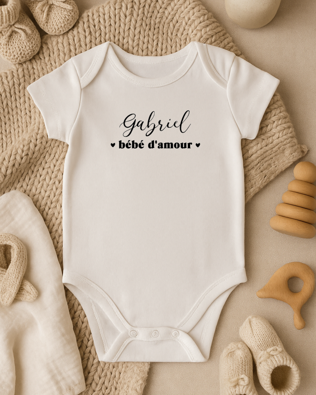 Body bébé personnalisé : gabriel bébé d'amour , prénom modifiable