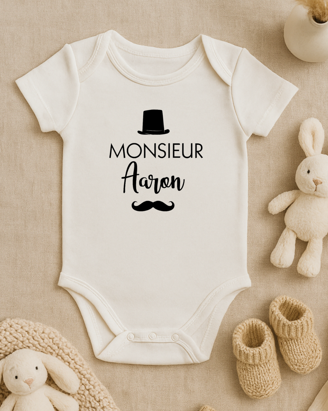 Body bébé personnalisé , monsieur Aaron, prénom modifiable