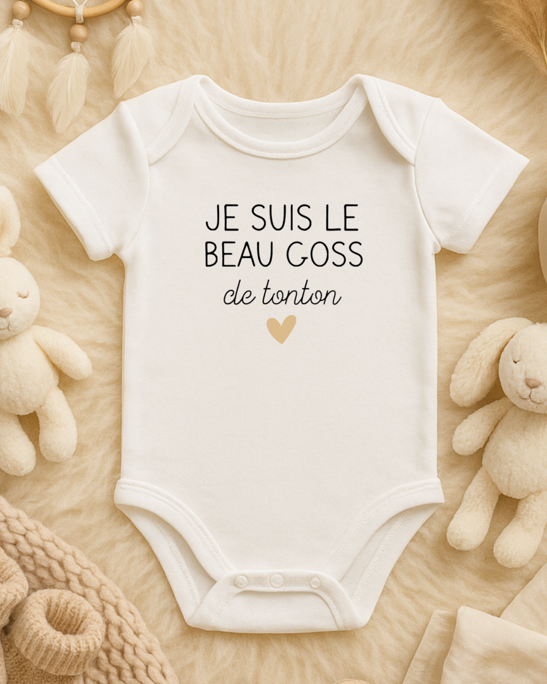 Body bébé inscription: je suis le beau gosse de tonton, texte modifiable
