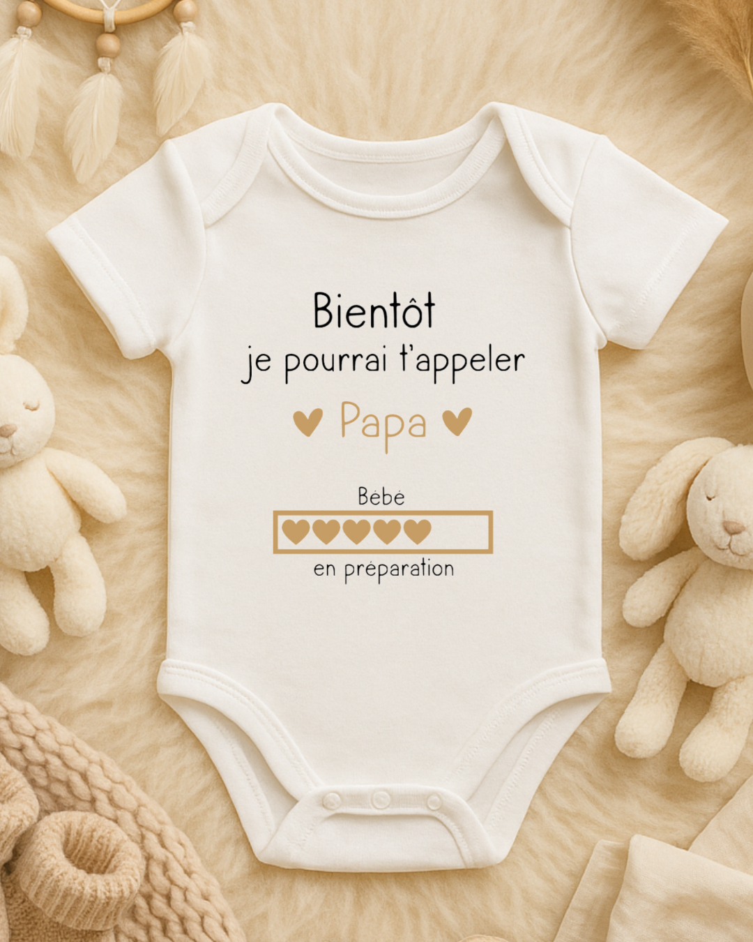 Body bébé inscription: bientôt je pourrai t'appeler papa , bébé en préparation, texte modifiable