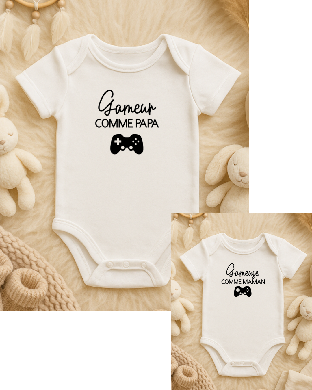 Body bébé personnalisé , gameuse comme maman, gameur comme papa