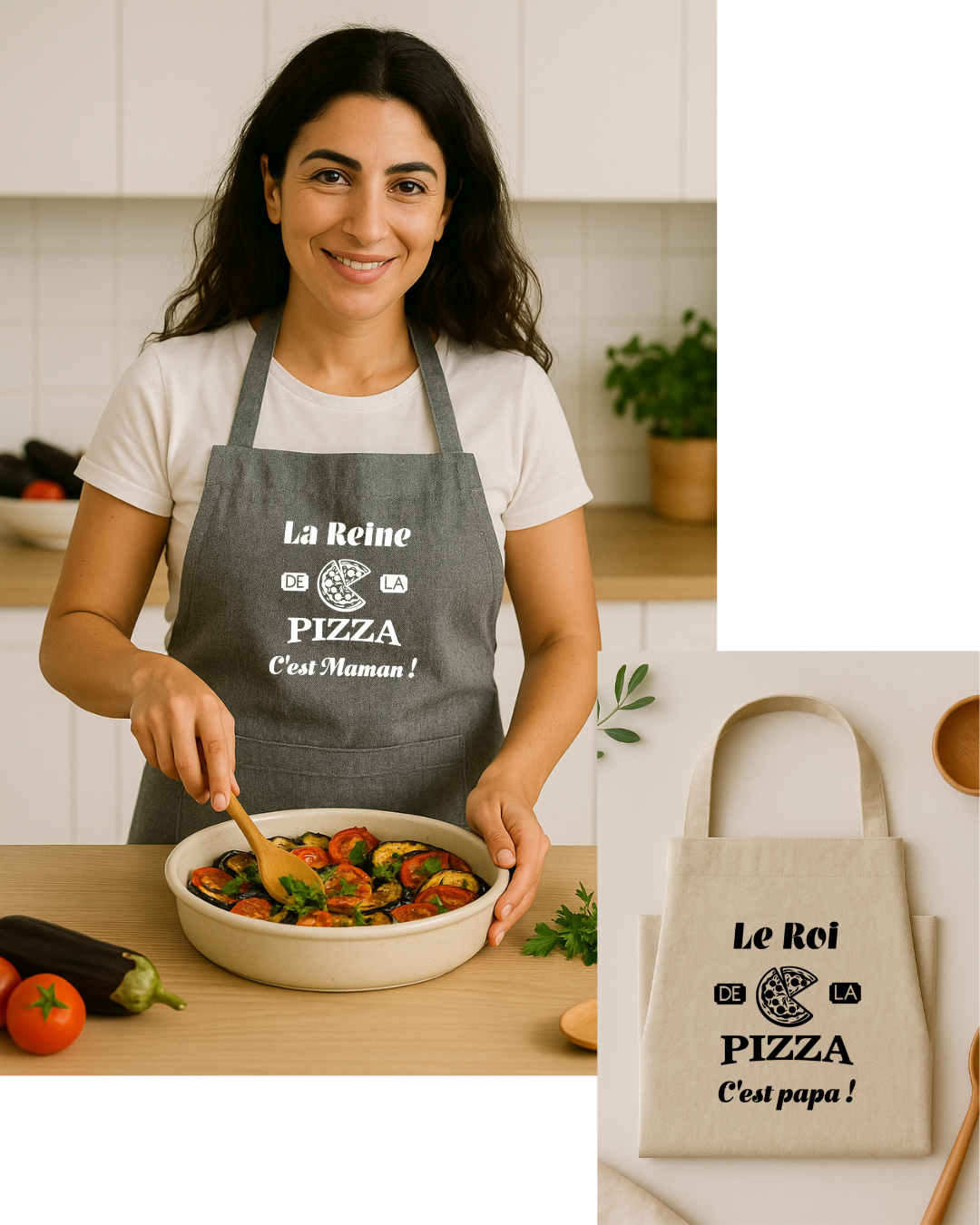 Tablier personnalisé inscription : Le roi ou la reine de la pizza