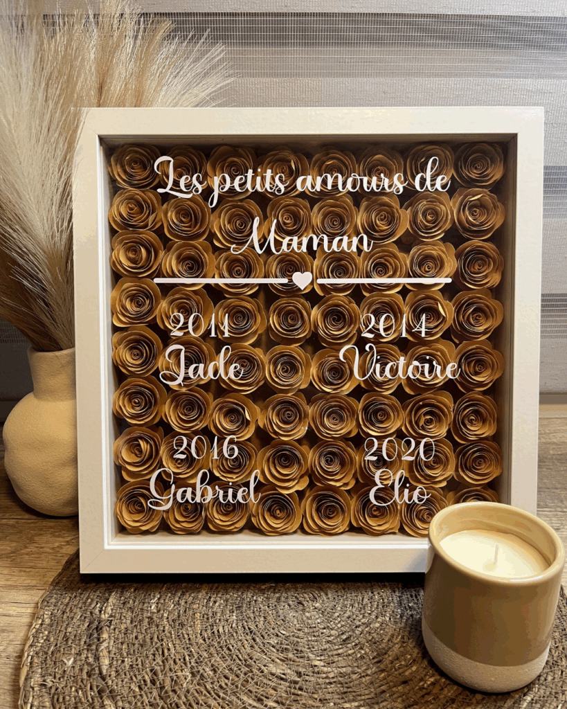 Cadre vitrine carré les petits amours personnalisé