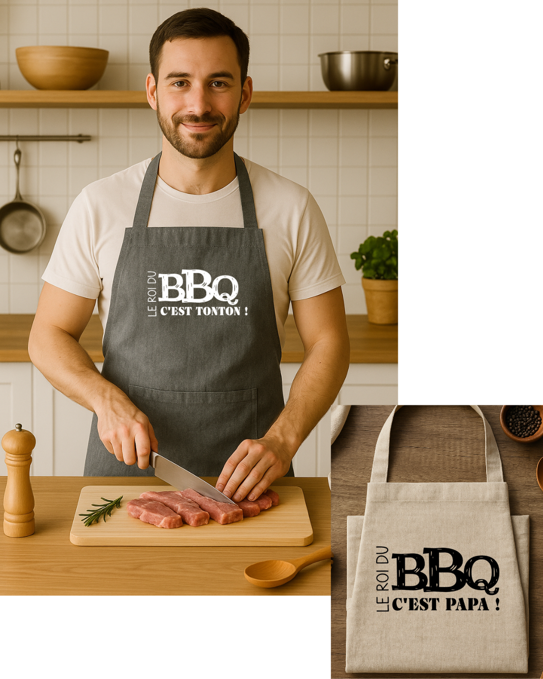 Tablier personnalisé inscription : Le roi du BBQ