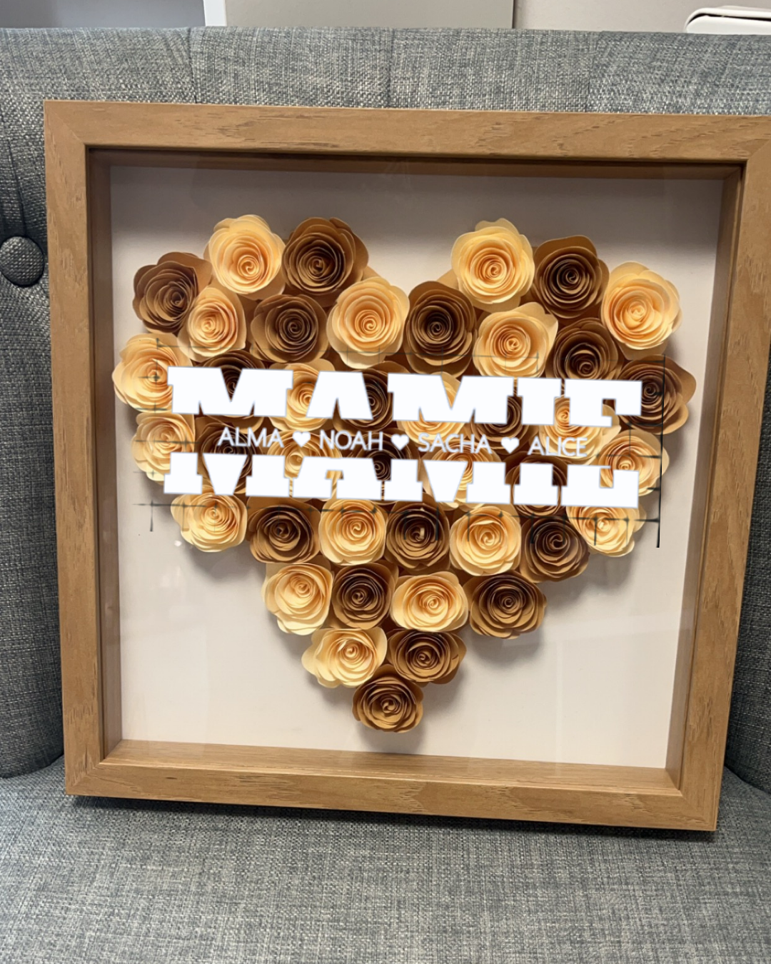 Cadre vitrine coeur avec prénom
