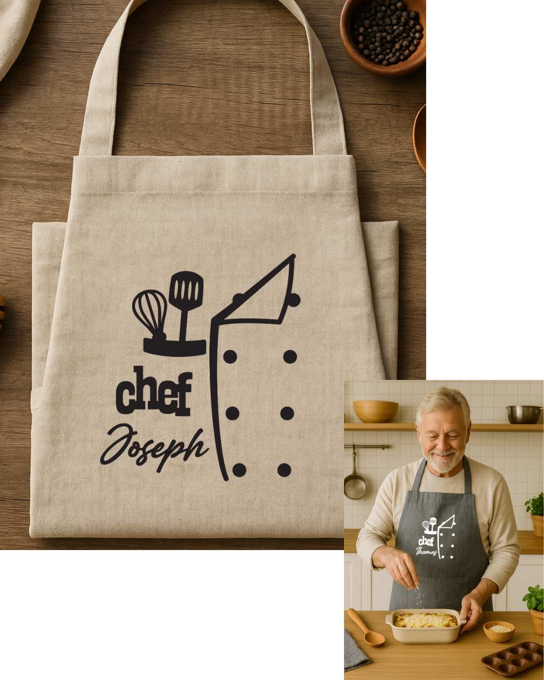 Tablier personnalisé inscription : Chef + prénom