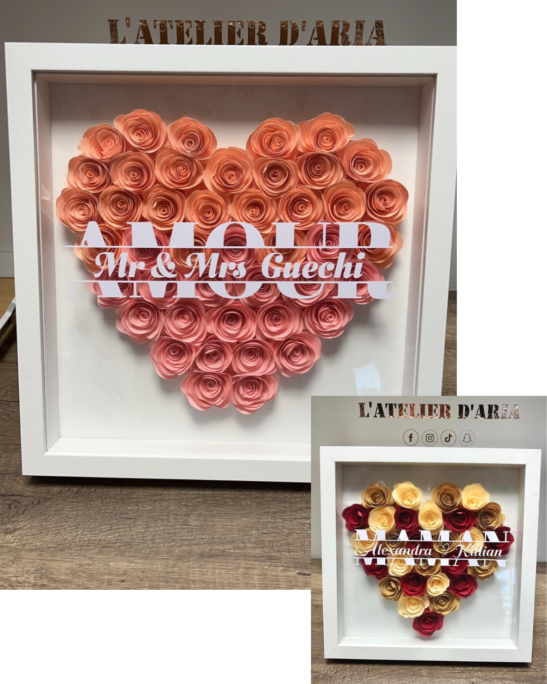 Cadre vitrine coeur personnalisé