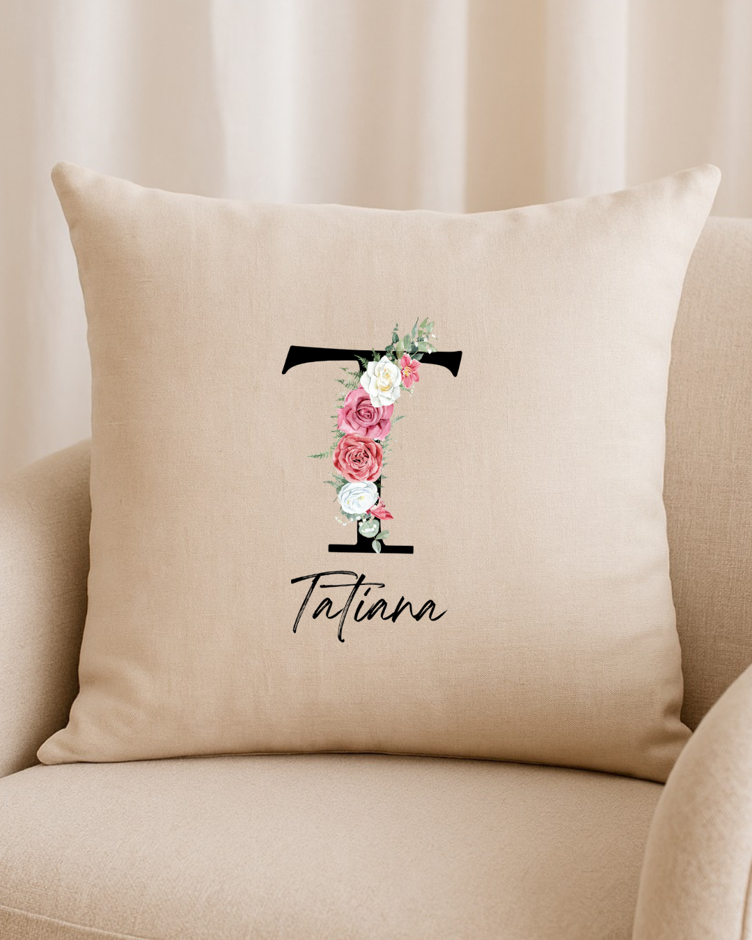 Coussin personnalisé avec initiale et prénom
