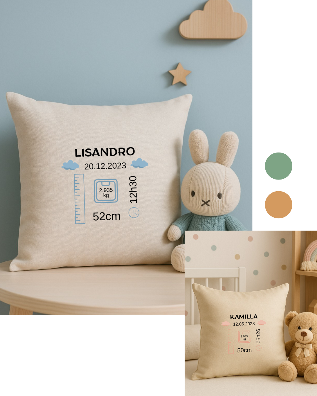 Coussin personnalisé naissance